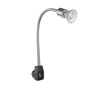 ledscom.de Lampada a zoccolo LESCH Lampada da lettura a collo d'oca, interruttore, cromo/nero + Lampada LED 504lm 44° bianco