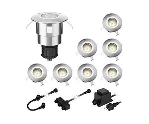 ledscom.de Lampada da incasso a pavimento LED Atria per esterni alluminio bianco caldo ogni 14lm IP65 40mm Ø set di 8