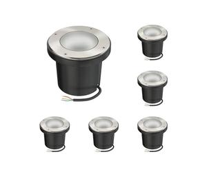 ledscom.de Lampada da incasso BOFU, per esterni, IP67, orientabile, acciaio inox, rotonda, 150 mm Ø, 1x GU10 max. 15W, vetro smerigliato, 6 pezzi.