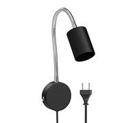 ledscom.de Lampada da lettura/applique WAIKA, collo di cigno, interruttore, nero opaco, 1x GU10 max. 15W