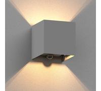 ledscom.de Lampada da parete CUBEL per esterni, IP65, up/downlight, rilevatore di movimento, grigio opaco, quadrato, 1x G9 max. 10W