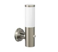 ledscom.de Lampada da parete PORU per esterni, IP44, rilevatore di movimento, acciaio inox, acciaio inox opaco, rotonda, 1x E27 max. 15W
