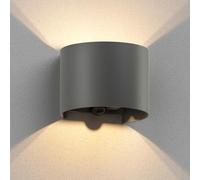 ledscom.de Lampada da parete RUNEL per esterni, IP65, up/downlight, rilevatore di movimento, antracite opaco, rotonda, 1x G9 max. 10W