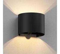 ledscom.de Lampada da parete RUNEL per esterni, IP65, up/downlight, rilevatore di movimento, nero opaco, rotonda, 1x G9 max. 10W