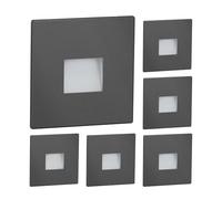 ledscom.de Lampada da scala/da incasso a parete a 6 LED FOW per interni ed esterni, downlight, quadrata, antracite, 85 x 85 mm, bianco caldo