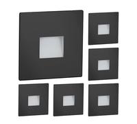 ledscom.de Lampada da scala/da incasso a parete a 6 LED FOW per interni ed esterni, downlight, quadrata, nera, 85 x 85 mm, bianco freddo