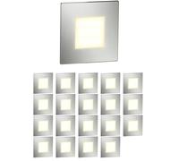 ledscom.de Lampada da scala/da incasso a parete FEX a 20 LED per interni ed esterni, di forma quadrata, in acciaio inossidabile, 85 x 85 mm, bianco caldo