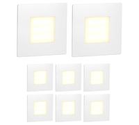 ledscom.de Lampada da scala/da incasso a parete FEX a 8 LED per interni ed esterni, di forma quadrata, 85 x 85 mm, bianco caldo