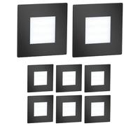 ledscom.de Lampada da scala/da incasso a parete FEX a 8 LED per interni ed esterni, quadrata, nera, 85 x 85 mm, bianco freddo