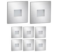 ledscom.de Lampada da scala/incasso a parete a 8 LED FOW per interni ed esterni, downlight, quadrata, acciaio inossidabile, 85 x 85 mm, bianco freddo