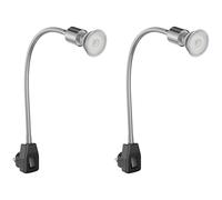 ledscom.de Lampada da tavolo con 2 prese LESCH, lampada da lettura con collo d'oca, interruttore cromato/nero + LED GU10, PAR16, bianco caldo, 374 lm, 70°, dimmer a 3 livelli