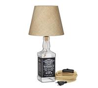 ledscom.de Lampada da tavolo FLAKO, cavo di canapa, paralume beige naturale, incl. LED E27 i efficienza energetica A (bianco caldo, 4W, 848lm) senza bottiglia