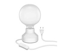 ledscom.de Lampada da tavolo in porcellana E27 TIX, rotonda con spina e interruttore, bianco, 90mm incl. lampadina E27 550lm bianco caldo