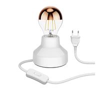 ledscom.de Lampada da tavolo in porcellana TIX, rotonda, spina, interruttore, bianco + lampada LED, 839lm, bianco caldo
