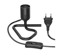 ledscom.de Lampada da tavolo/Portalampada/Base triangolare TRIN, interruttore, alluminio, nero, 1x E27 max. 60W
