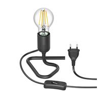 ledscom.de Lampada da tavolo TRIN nero con spina e interruttore incl. E27 lampada 963lm bianco caldo, 3-step dimming senza dimmer con interruttore della luce