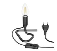 ledscom.de Lampada da tavolo TRIN nero con spina e interruttore + lampada E14 LED 452lm bianco caldo