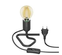 ledscom.de Lampada da tavolo TRIN portalampada, nero, spina, interruttore + lampada E27 LED oro max. 778lm, regolazione a 3 livelli, bianco extra-caldo