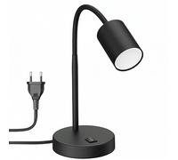 ledscom.de Lampada da tavolo WAIKA, collo d'oca, interruttore, nero, 1x GU10 max. 60W