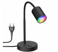 ledscom.de Lampada da tavolo WAIKA con collo d'oca e interruttore nero opaco, incl. Smart Home RGBW GU10 Lampada LED, 5,41W, 473lm