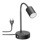 ledscom.de Lampada da tavolo WAIKA, nera, USB-A, USB-C, incl. lampada LED GU10 (dimmer a 3 livelli, bianco, 6,1W, 609lm)