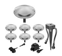 ledscom.de Lampada da terra a LED Bunda, 2 luci, con sensore crepuscolare per esterni, passabile, bianco caldo, set di 7