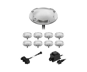 ledscom.de Lampada da terra a LED Bunda, 4 lampade, per esterni, passabile, bianco freddo, set di 9