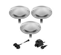 ledscom.de Lampada da terra a LED Bunda, a 2 luci, per esterni, transitabile, bianco caldo, set da 3
