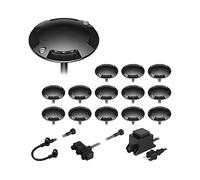 ledscom.de Lampada da terra a LED Bunda, a 4 fiamme, per esterni, nera, transitabile, bianco freddo, set da 14