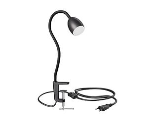ledscom.de Luce a morsetto GU10 KLUK con collo d'oca, nero in U10, bianco, 6,74W 630lm