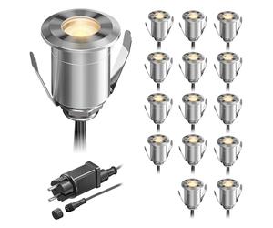 ledscom.de Luce da incasso a terra a LED BINO per esterni, IP67, 32 mm Ø, bianco caldo, set di 15