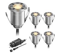ledscom.de Luce da incasso a terra a LED BINO per esterni, IP67, 32 mm Ø, bianco caldo, set di 5