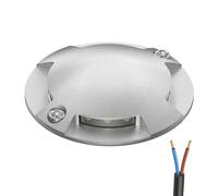 ledscom.de Luce di terra a LED, segnavia RUNDA per esterni, IP67, a 4 fiamme, alluminio, rotonda, Ø 70 mm, bianco caldo