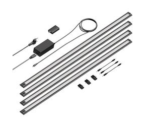 ledscom.de Luce intelligente LED sottopensile SIRIS nero opaco, controller WLAN, piatto, smart home, abilitato Alexa, 90cm ciascuno, 1044lm ciascuno, bianco, set di 4