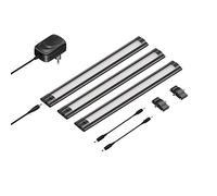 ledscom.de Luce sotto il mobile a LED SIRIS nero opaco, piatto, 30cm ciascuno, 370lm ciascuno, bianco, set di 3