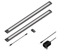 ledscom.de Luce sotto il mobile a LED SIRIS nero opaco, piatto, ogni 50cm, ogni 531lm, bianco caldo, set di 2