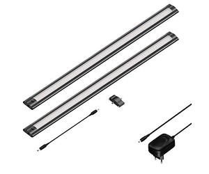 ledscom.de Luce sotto il mobile a LED SIRIS nero opaco, piatto, ogni 50cm, ogni 531lm, bianco caldo, set di 2