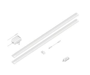 ledscom.de Luce sottopensile a LED SIRIS bianco opaco, con rilevatore di movimento, piatto, ogni 90cm, ogni 963lm, bianco caldo Set di 2