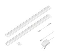 ledscom.de Luce sottopensile a LED SIRIS bianco opaco, piatto, ogni 50cm, ogni 655lm, bianco, set di 2