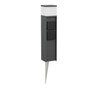 ledscom.de Paletto luminoso PODEL con picchetto a terra per esterni, 39cm, antracite, 2 prese, incl. lampadina G9, 596lm, bianco