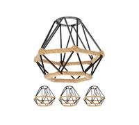 4x paralume a gabbia con corda di canapa diamante nero 155mm Ø