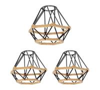 ledscom.de Paralume a gabbia in 3 pezzi con corda di canapa, diamante, nero, Ø 155 mm