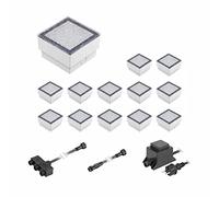 ledscom.de Pavimentazione a LED Gorgon luce da incasso a terra per esterni, 10x10cm, 12V, bianco caldo Set da 13 pezzi