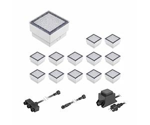 ledscom.de Pavimentazione a LED Gorgon luce da incasso a terra per esterni, 10x10cm, 12V, bianco caldo Set da 13 pezzi