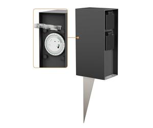ledscom.de Presa a colonna da giardino POMI con picchetto di terra per esterno, IP44, timer/timer, 2 volte, antracite, angolare, 23cm