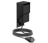 ledscom.de Presa a vista PIWI per esterni con cavo da 2 m, IP44, doppia, nera, verticale