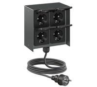 ledscom.de Presa da esterno quadrupla STEDDA con cavo da 2 m, IP44, acciaio inossidabile antracite, forma quadrata; prese per giardino, terrazza e spazi esterni