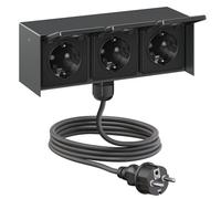 ledscom.de Presa da esterno tripla STEDDA con cavo da 2 m, IP44, acciaio inossidabile antracite, montaggio orizzontale, prese per giardino, terrazza e spazi esterni