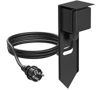 ledscom.de Presa da giardino a colonna PIWI con picchetto di terra e cavo da 2 m per esterni, IP44, singola, nera