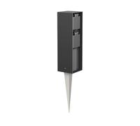 ledscom.de Colonna da giardino POKU con picchetto per esterni, IP44, 2 prese, antracite, rettangolare, 23 cm